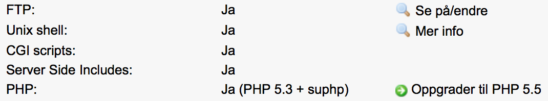 Oppgraderingslenke for PHP 5.5